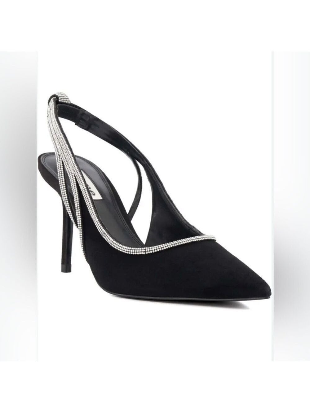 Dune London Black Suede Cinematic Pointed Toe Slingback Heels - Size 39 Euro